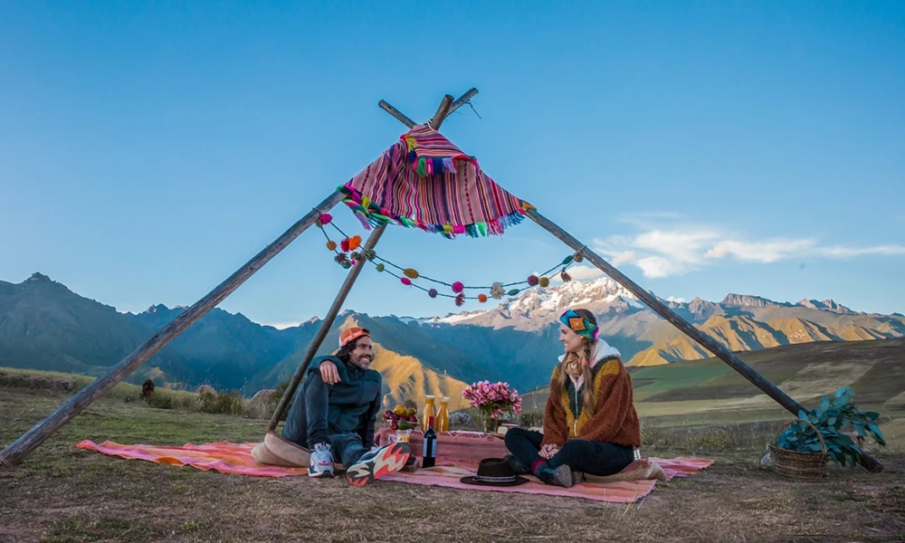 Picnic in the eucalyptus forest in Cusco